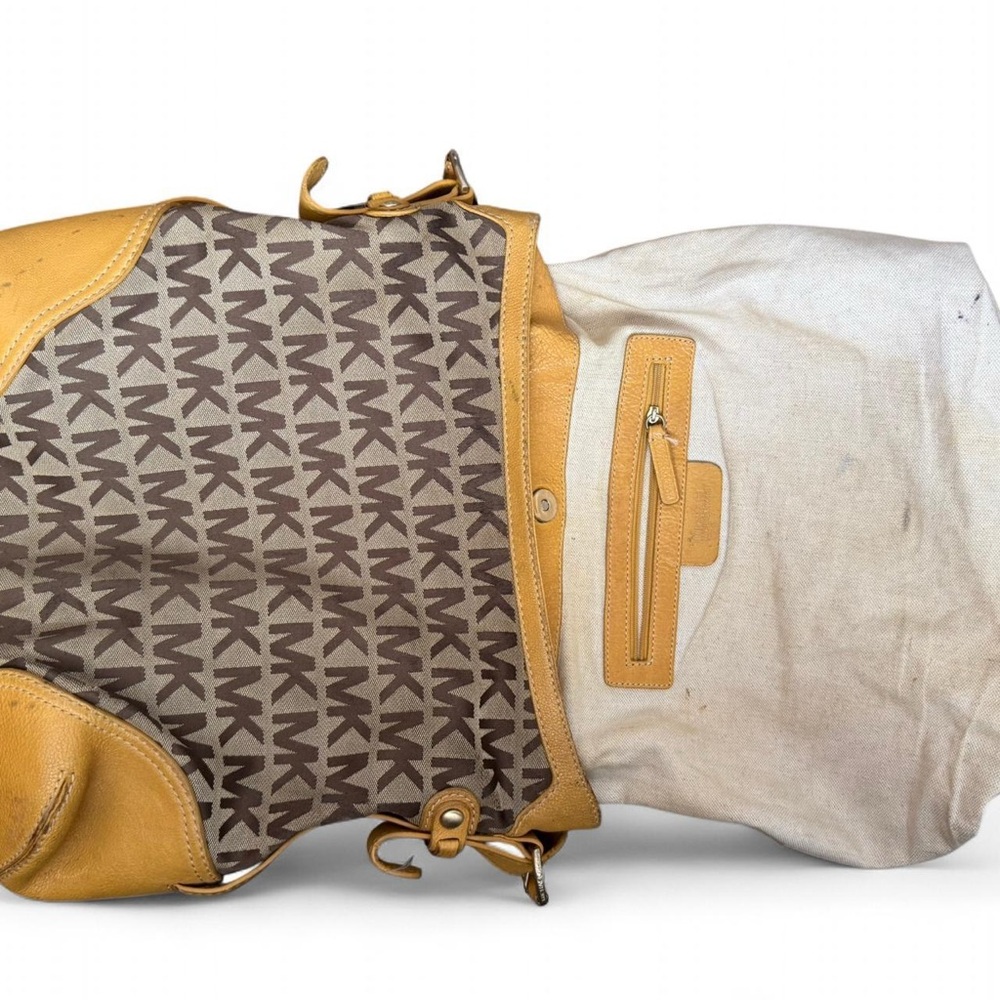 Michael Kors Gold and Brown Logo Handbag - Picture 6 of 6